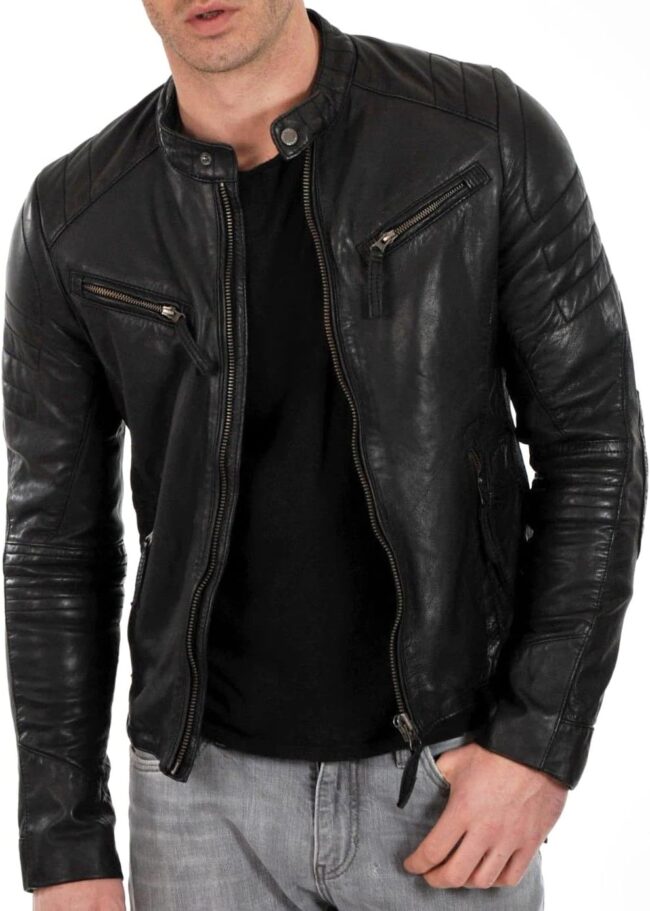 Men Black & BROWN Genuine Lambskin Leather Biker Jacket  MOTORCYCLE JACKETS FOR MEN