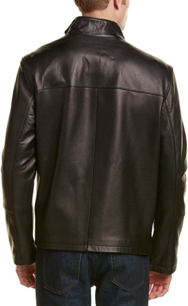 Men Smooth Leather Moto Jacket - Image 2