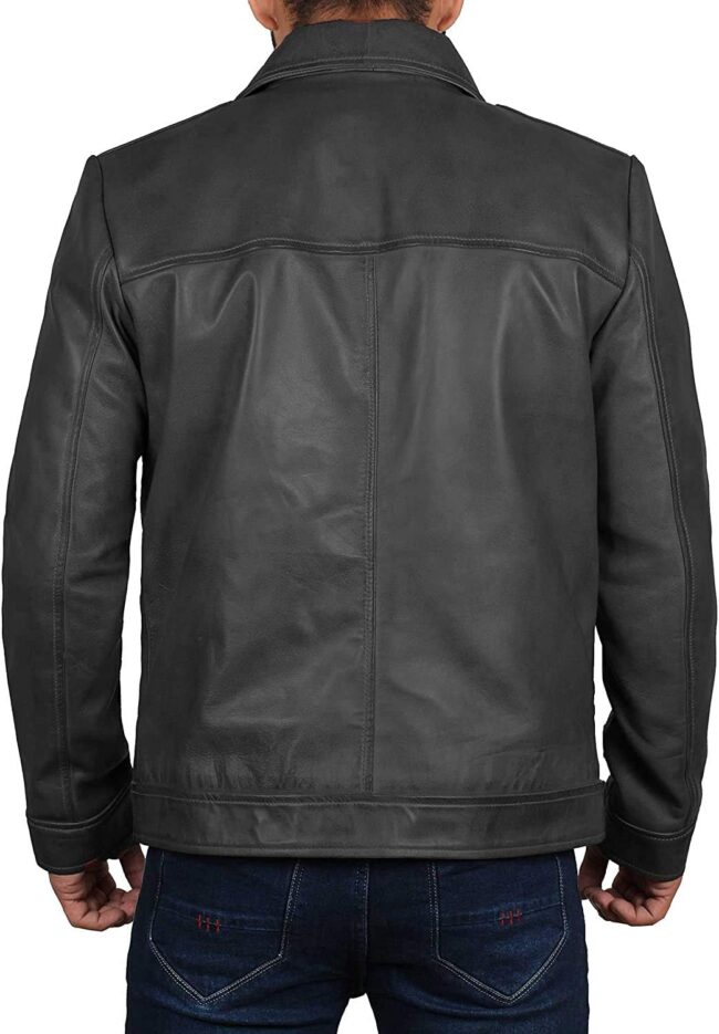 Brown Leather Jacket Men - Black Real Lambskin Men Leather Jacket - Image 2