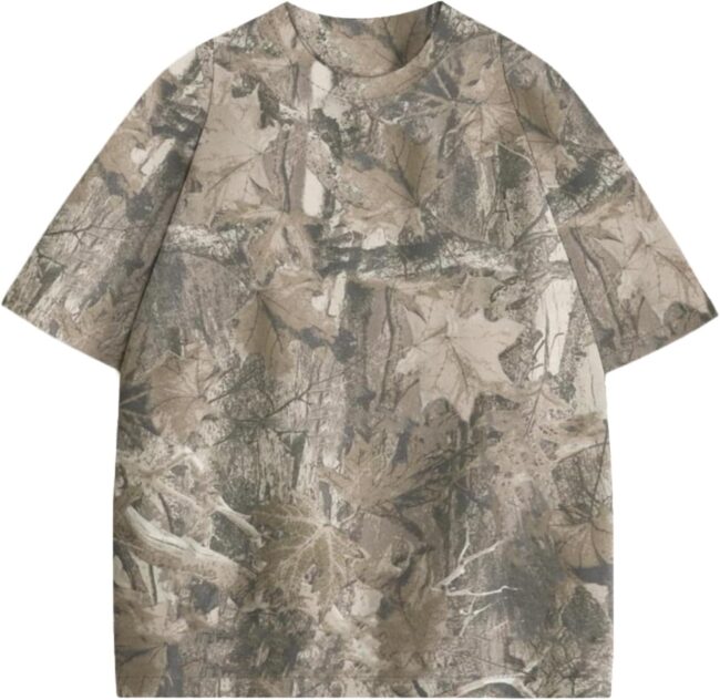 Y2k Camo Oversized Short Sleeve Crew Neck Baggy Shirts Maple Leaf Printed Tshirts Shirts for Women Men