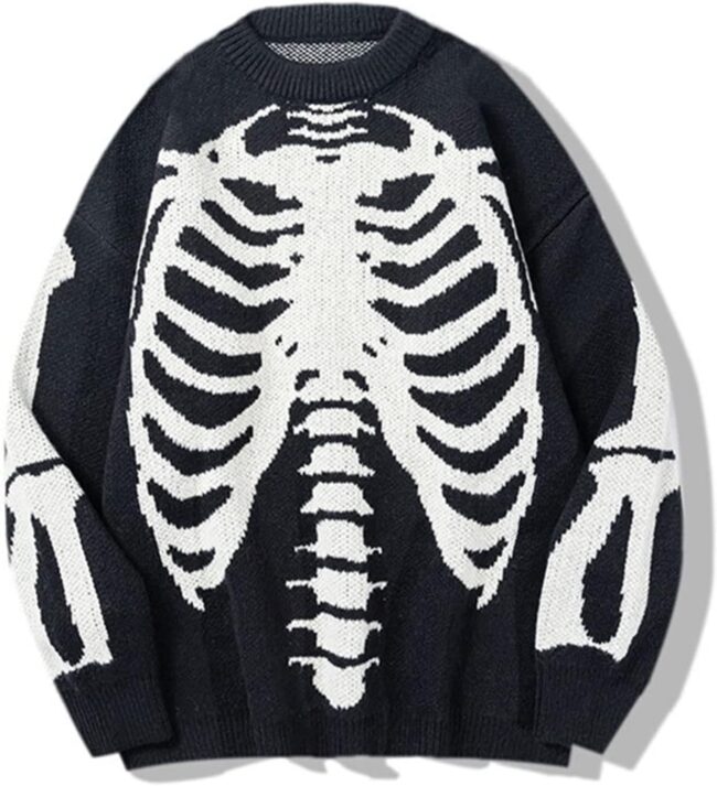 Mens Vintage Sweater Grandpa y2k Oversized Casual Cable Knit Sweater Pullover Graphic Crewneck Tops