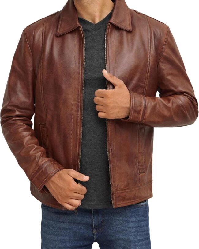 Brown Leather Jacket Men - Black Real Lambskin Men Leather Jacket
