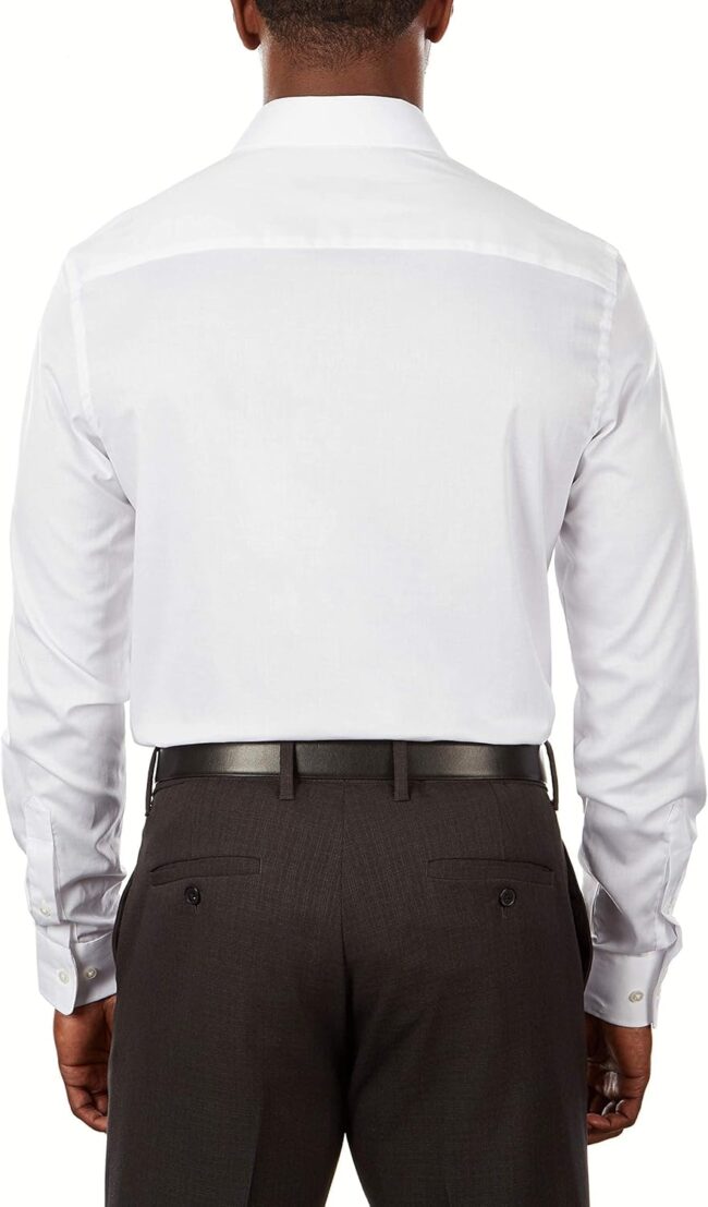 Men Dress Shirt Slim Fit Flex Collar Stretch Solid - Image 2